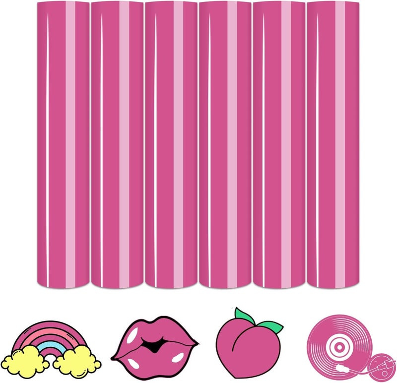 Tintnut Pink Power Color Heat Transfer Vinyl -6 Sheets 12"x10" Bright Color Iron on Vinyl for T-Shirts Clothing Bags HTV Vinyl for All Cutting Machine - Image 1